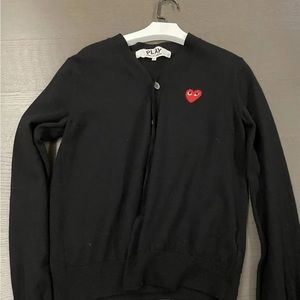 Comme des Garcons PLAY Cardigan - Black with Red Heart (Small)